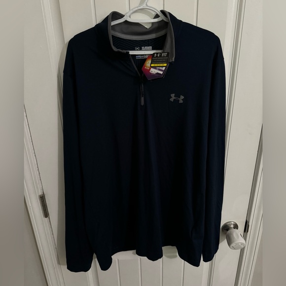 Under Armour Navy blue and grey quarter zip pullover NWT - Picture 1 of 3